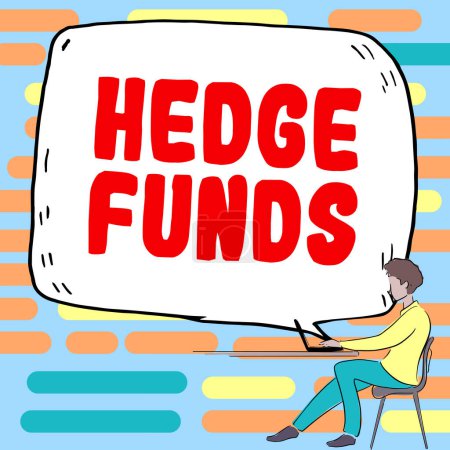 Foto de Exhibición conceptual Hedge Funds, escaparate del negocio básicamente un nombre elegante para una asociación de inversión alternativa - Imagen libre de derechos