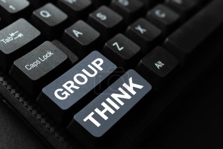 Photo for Text sign showing Group Think, Word for gather either formally or informally to bring up ideas - Royalty Free Image