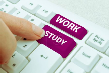 Photo for Sign displaying Work Study, Conceptual photo college program that enables students to work part-time - Royalty Free Image