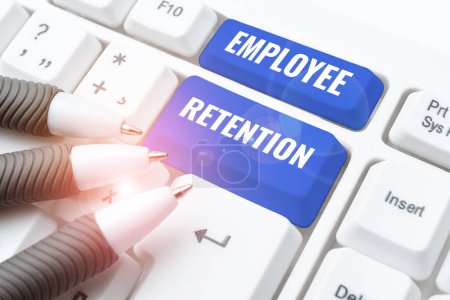 Photo for Inspiration showing sign Employee Retention, Word Written on internal recruitment method employed by organizations - Royalty Free Image