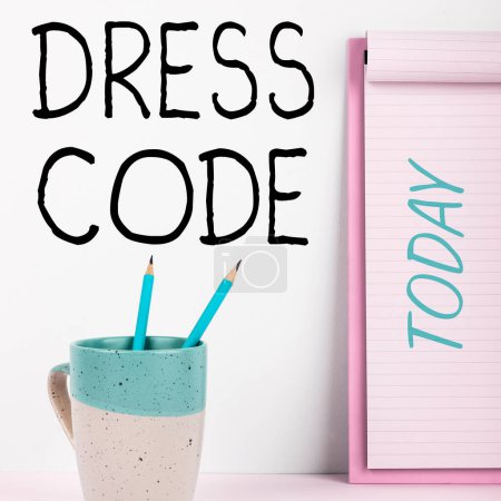 Photo for Conceptual display Dress Code, Word for an accepted way of dressing for a particular occasion or group - Royalty Free Image
