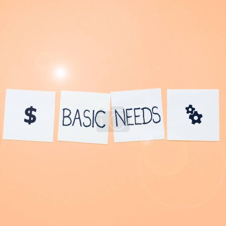 Photo for Inspiration showing sign Basic Needs, Business idea something that you must have in order to sustain or live life - Royalty Free Image