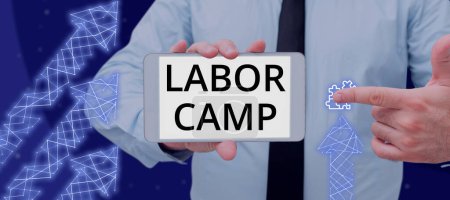 Photo for Conceptual display Labor Camp, Business concept a penal colony where forced labor is performed - Royalty Free Image