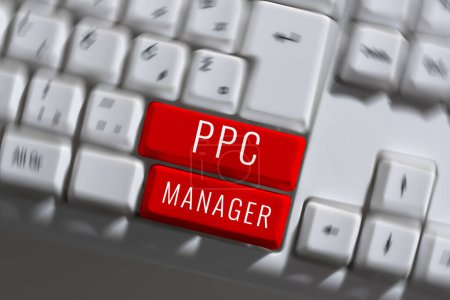 Photo for Text showing inspiration Ppc Manager, Word Written on which advertisers pay fee each time one of their ads is clicked - Royalty Free Image