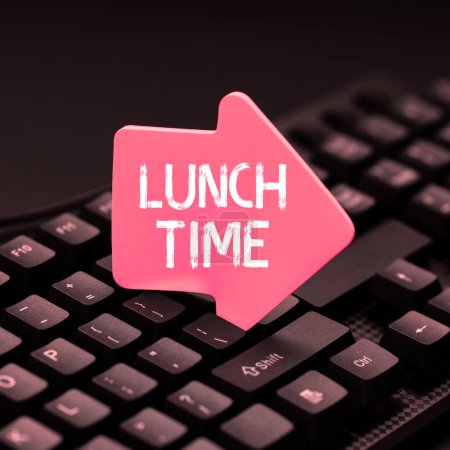 Inspiration zeigt Zeichen Lunch Time, Geschäftsidee Essen in der Mitte des Tages nach dem Frühstück und vor dem Abendessen