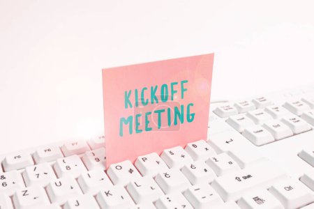 Photo for Text showing inspiration Kickoff Meeting, Word Written on Special discussion on the legalities involved in the project - Royalty Free Image