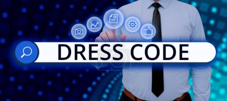 Photo for Text caption presenting Dress Code, Business idea an accepted way of dressing for a particular occasion or group - Royalty Free Image