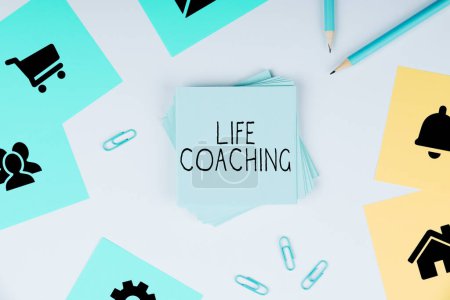 Photo for Hand writing sign Life Coaching, Word for Improve Lives by Challenges Encourages us in our Careers - Royalty Free Image
