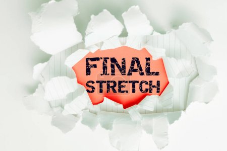 Foto de Leyenda conceptual Final Stretch, Visión general del negocio Última pierna Ronda final Última etapa Finale Year ender - Imagen libre de derechos