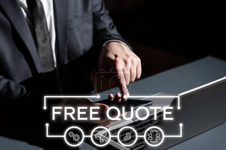 Photo for Text showing inspiration Free Quote, Business concept A brief phrase that is usualy has impotant message to convey - Royalty Free Image
