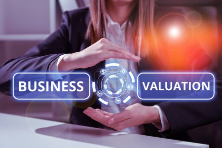 Foto de Visualización conceptual Valoración del negocio, Visión general del negocio determinando el valor económico de todo un negocio - Imagen libre de derechos