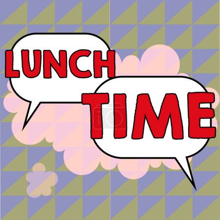 Bildunterschrift: Großansicht des Bildes mit der Bildunterschrift: Lunch Time, Business showcase Meal in der Mitte des Tages nach dem Frühstück und vor dem Abendessen