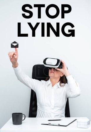 Photo for Text showing inspiration Stop Lying, Conceptual photo put an end on chronic behavior of compulsive or habitual lying - Royalty Free Image