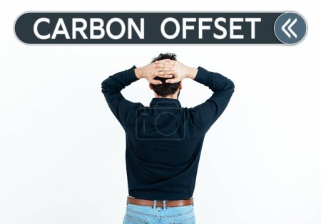 Photo for Hand writing sign Carbon Offset, Conceptual photo Reduction in emissions of carbon dioxide or other gases - Royalty Free Image