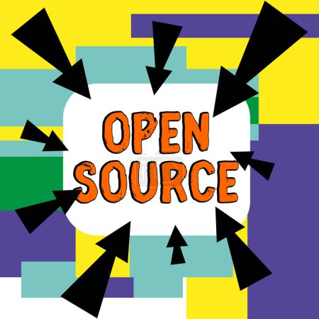 Téléchargez les photos : Affichage conceptuel Open Source, Concept désignant un logiciel dont le code source original est disponible gratuitement - en image libre de droit