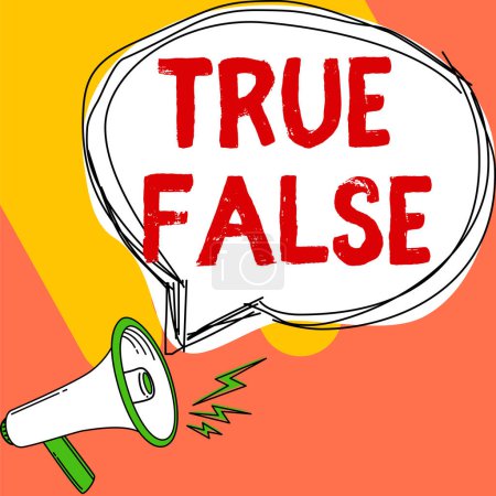 Text showing inspiration True False, Word Written on a test consisting of a series of statements to be marked