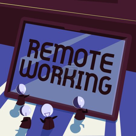 Photo for Text sign showing Remote Working, Concept meaning situation in which an employee works mainly from home - Royalty Free Image