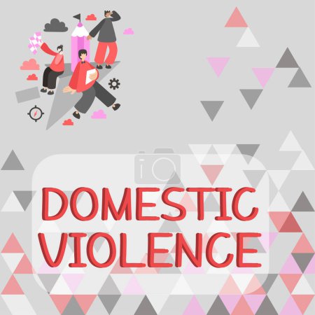 Foto de Señal que muestra Violencia Doméstica, Concepto que significa comportamiento violento o abusivo dirigido por un familiar o miembro del hogar - Imagen libre de derechos