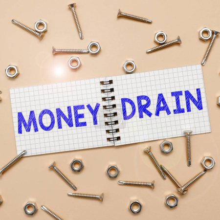 Photo for Sign displaying Money Drain, Business approach To waste or squander money Spend money foolishly or carelessly - Royalty Free Image