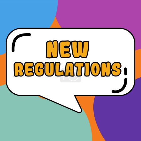 Foto de Título conceptual New Regulations, Word Written on Regulation controlling the activity usually used by rules. - Imagen libre de derechos