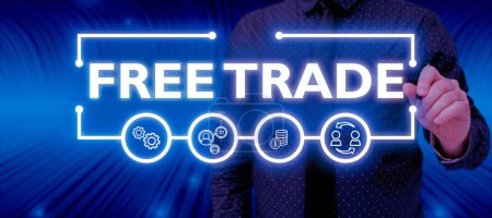 Téléchargez les photos : Signe affichant le libre-échange, mot pour mot La capacité d'acheter et de vendre selon vos propres termes et moyens - en image libre de droit