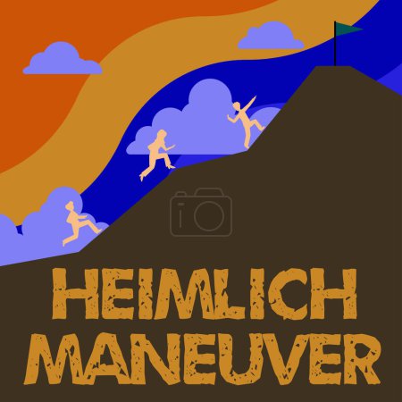 Foto de Leyenda conceptual Heimlich Maneuver, Internet Aplicación del concepto de presión ascendente en caso de asfixia - Imagen libre de derechos