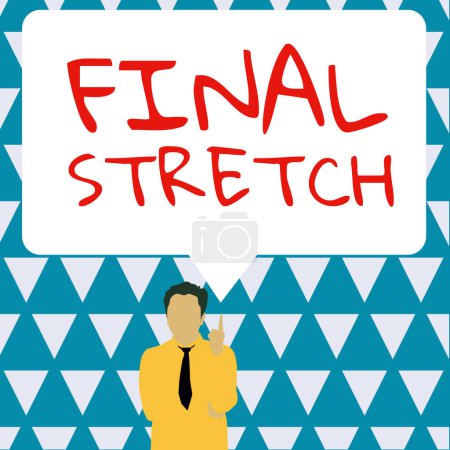 Téléchargez les photos : Affichage conceptuel Final Stretch, Photo conceptuelle Dernière jambe Clôture Ultime Étape Finale Fin de l'année - en image libre de droit