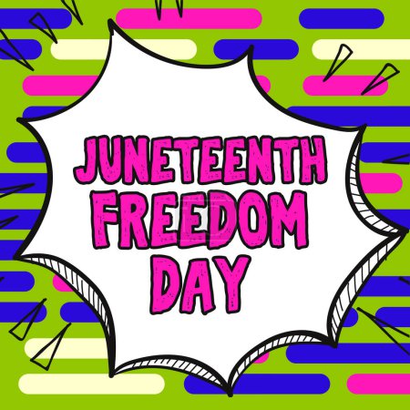 Foto de Escribir mostrando texto Juneteenth Freedom Day, Idea de negocios fiesta legal en los Estados Unidos en conmemoración del fin de la esclavitud - Imagen libre de derechos