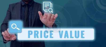 Photo for Text showing inspiration Price Value, Concept meaning strategy which sets cost primarily but not exclusively - Royalty Free Image