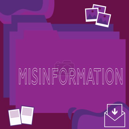 Photo for Conceptual display Misinformation, Concept meaning false data, in particular, intended intentionally to deceive - Royalty Free Image