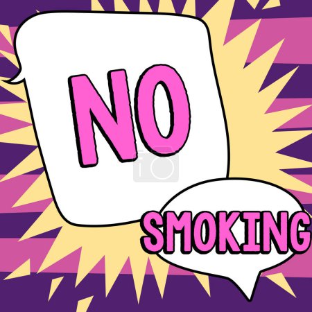 Foto de Texto título presentando No Smoking, Concepto significado usar tabaco está prohibido en este lugar - Imagen libre de derechos
