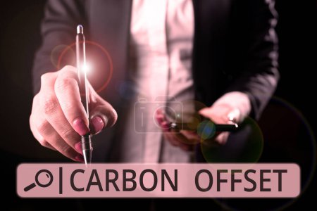 Photo for Text showing inspiration Carbon Offset, Business overview Reduction in emissions of carbon dioxide or other gases - Royalty Free Image