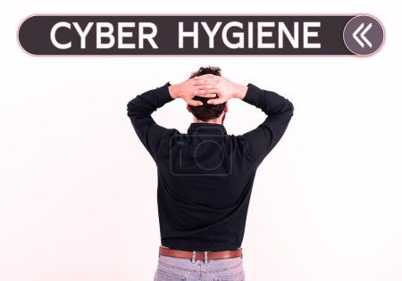 Téléchargez les photos : Affichage conceptuel Cyber Hygiene, Business idea steps that computer users take to improve their cyber security - en image libre de droit