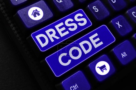 Foto de Señal que muestra el código de vestimenta, idea de negocio una forma aceptada de vestir para una ocasión o grupo en particular - Imagen libre de derechos