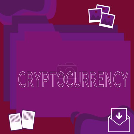 Photo for Inspiration showing sign Cryptocurrency, Word for form of currency that exists digitally has no central issuing - Royalty Free Image