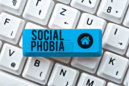 Photo for Writing displaying text Social Phobia, Word for overwhelming fear of social situations that are distressing - Royalty Free Image