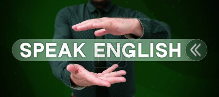Foto de Señal mostrando Hablar Inglés, Idea de negocios Estudiar otra lengua extranjera Cursos verbales en línea - Imagen libre de derechos