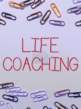 Photo for Text showing inspiration Life Coaching, Word for Improve Lives by Challenges Encourages us in our Careers - Royalty Free Image