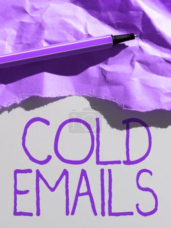 Photo for Writing displaying text Cold Emails, Concept meaning unsolicited email sent to a receiver without prior contact - Royalty Free Image