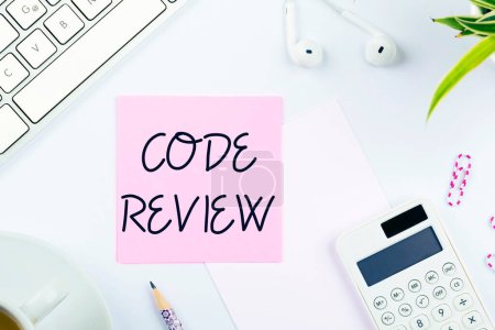 Photo for Sign displaying Code Review, Business approach going over a subject in study or recitation to fix it - Royalty Free Image