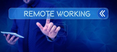Photo for Handwriting text Remote Working, Word for situation in which an employee works mainly from home - Royalty Free Image