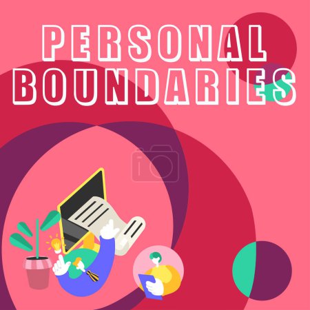 Photo for Hand writing sign Personal Boundaries, Business idea something that indicates limit or extent in interaction with personality - Royalty Free Image