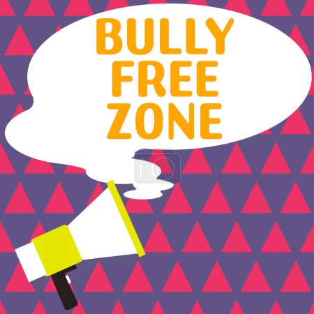 Téléchargez les photos : Panneau affichant Bully Free Zone, Idée d'entreprise Soyez respectueux des autres formes d'intimidation n'est pas autorisé ici - en image libre de droit