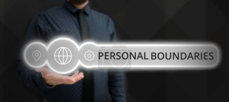 Photo for Sign displaying Personal Boundaries, Word for something that indicates limit or extent in interaction with personality - Royalty Free Image