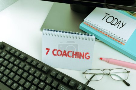 Photo for Conceptual caption 7 Coaching, Business concept Refers to a number of figures regarding business to be succesful - Royalty Free Image