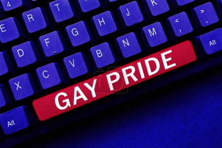 Foto de Texto a mano Orgullo Gay, Concepto de Negocio Dignidad de un idividual que pertenece a un hombre o a una mujer - Imagen libre de derechos