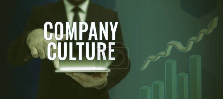 Photo for Text sign showing Company Culture, Business idea The environment and elements in which employees work - Royalty Free Image