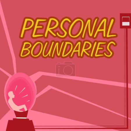 Photo for Text sign showing Personal Boundaries, Word Written on something that indicates limit or extent in interaction with personality - Royalty Free Image
