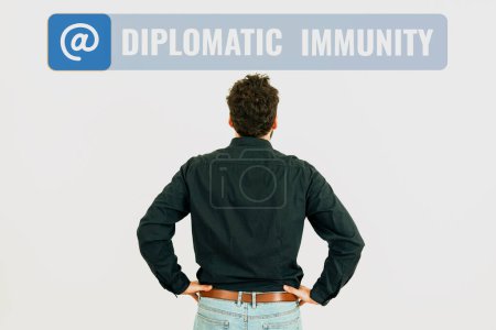 Téléchargez les photos : Text caption presenting Diplomatic Immunity, Business showcase law that gives foreign diplomats special rights in the country they are working - en image libre de droit