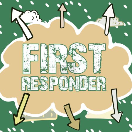 Photo for Hand writing sign First Responder, Concept meaning a person who is responsible for going immediately to the accident - Royalty Free Image